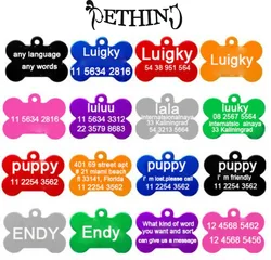 2pcs/Lot Free Personalized Engraving Text  Pet Id Tags Dog Cat Tag Dog Identification Customized Name Address Telephone Any Text