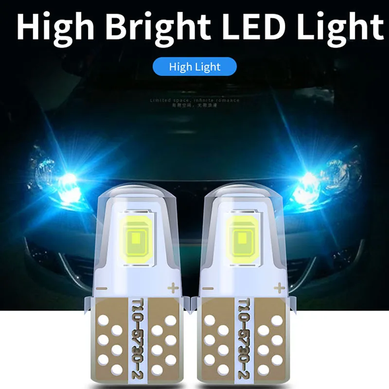 

WTS 100Pcs car T10 2SMD 5730 Silica light auto LED Super Bright Turn Side License Plate Light signal Lamp clearance Bulb white