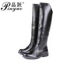 Bottes d'équitation de moto en cuir pour hommes, bottes de cow-boy, hauteur genou, décontractées, fermeture éclair, bottes de scène, garde d'honneur britannique, taille 37, taille 46