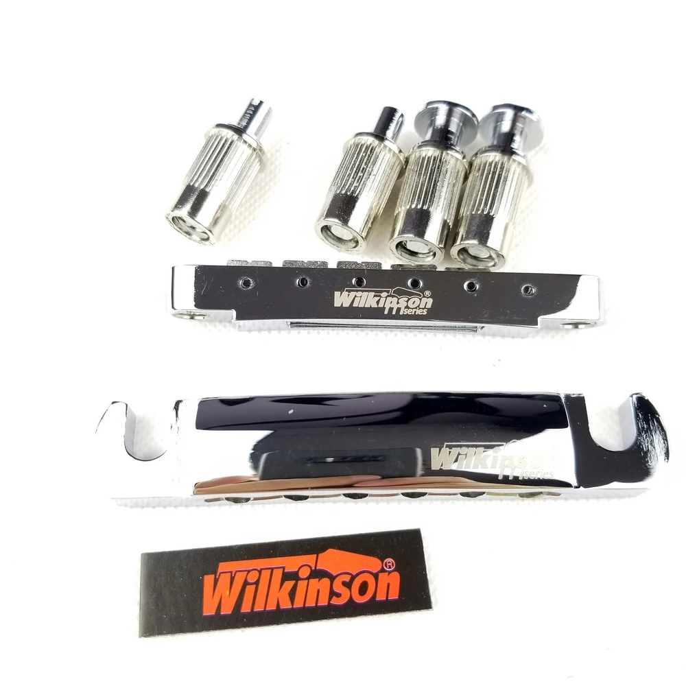 Original Wilkinson Chrome Silver Tune-O-Matic Style Electric Guitar Bridge For LP SG Guitar WOGT1+WOGB2