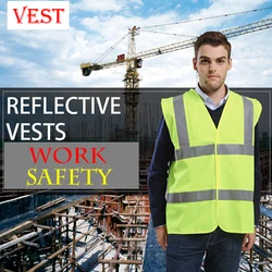 High Quality High Visibility Safety Work Vest High Reflective Safety Vest Waistcoat Fluo Yellow and Orange Large Size S-XXXL