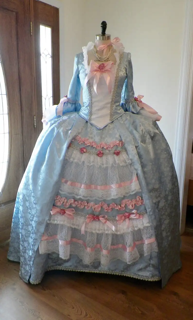 18TH CENTURY Marie Antoinette Dress BLUE ROCOCO DRESS WOMEN ADULT MEDIEVAL COLONIAL DRESS