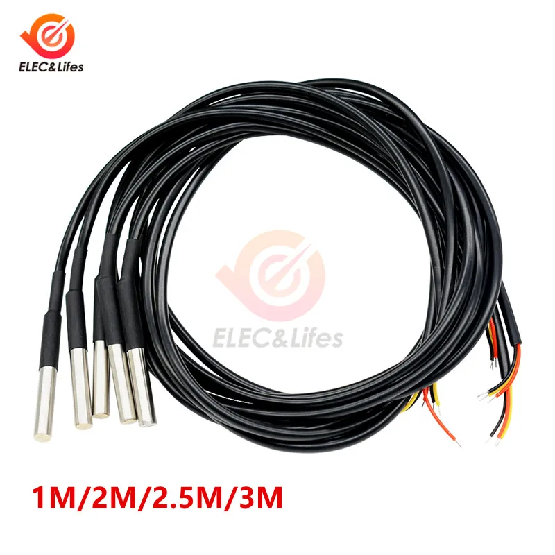 DS18B20 DS18S20 NTC Thermistor Temperature Sensor Waterproof Probe Cable Stainless steel package 10K 1% 3950 Digital temp sensor