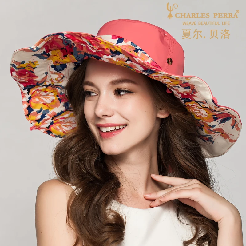 Lady Fashion Foldable Sun Hat Female Summer Sun Cap Women New Wide Brim Travel Sun Hat Prevented Bask Beach Cap B-4888