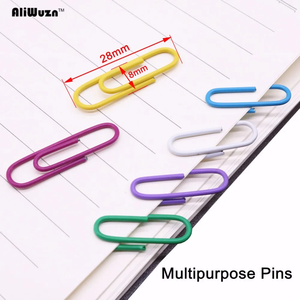 100 buah klip kertas pin pemegang Dispenser penjepit warna Bulticolor jepit rambut halus kantor sekolah perlengkapan mengikat 28*8mm