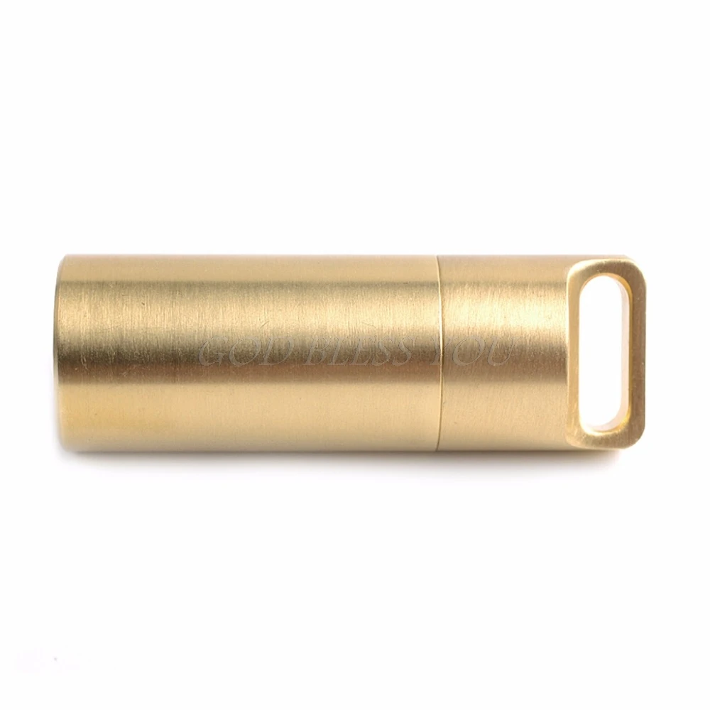 EDC Brass Waterproof Capsule Container Seal Bottle Box First Aid Pill Tank Case Drop Shipping