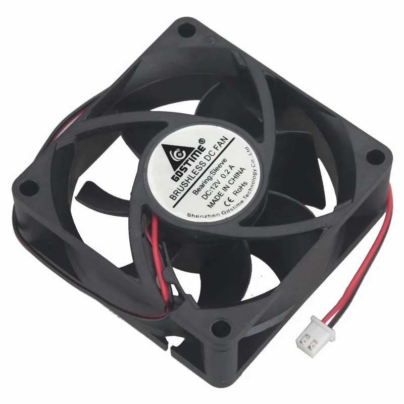 

Gdstime 2 Pcs 2Pin 70mm x 25mm PC Case Cooling Fan 12V Computer Case Cooler 70x70x25mm DC Brushless Cooling Fan 7cm 7025s