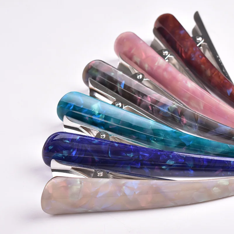 RE Large Bright Colorful Barrette Horn Hair Clip Acrylic Long Stick Hairpins Shower Makeup Ponytail Holder Hair Claws Clamp A34