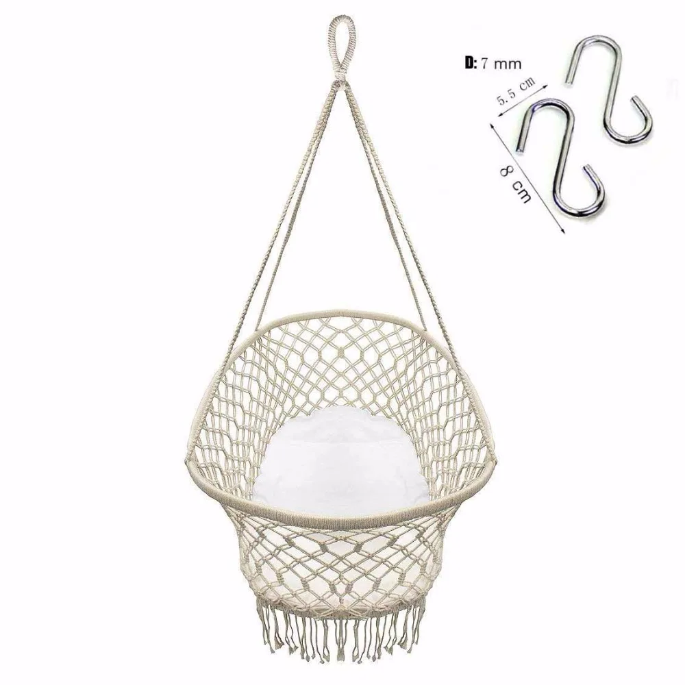 Baby Crib Cradle, Hanging Bassinet and Portable Swing for Infant Nursery Rope Fringe Measures 35