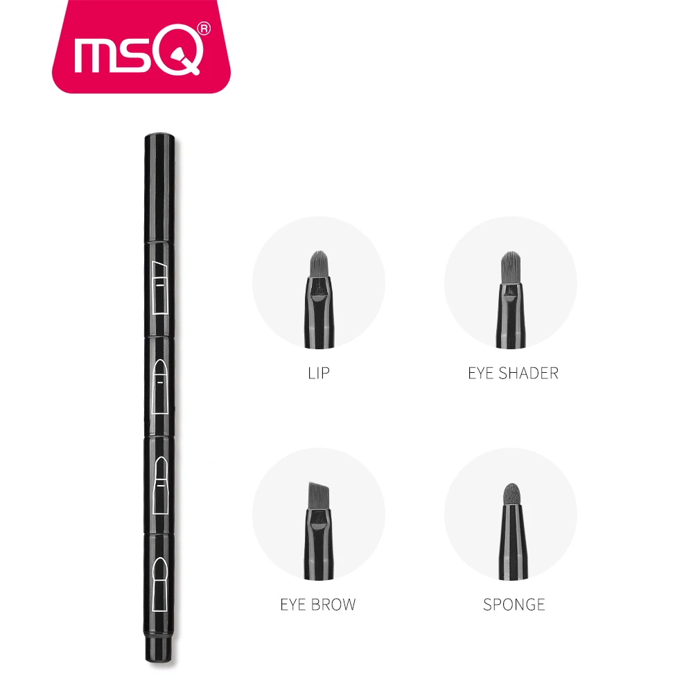 MSQ-pincel de maquillaje Cuatro en Uno, herramienta de belleza para sombra de ojos, cejas, labios y esponja