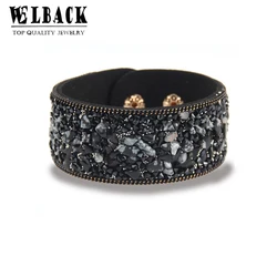 2020 Hot Sale Fashionable Women Charm Wrap Bracelets Slake Leather Bracelets With Crystals Stone Rhinestone Couple Jewelry Gift