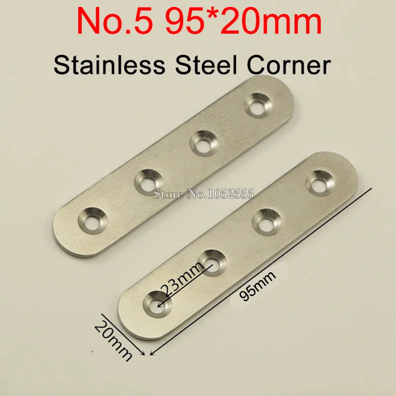 50PCS 98*20mm stainless steel Flat Brackets Straight Line Metal Plates Repair Fixing Joining furniture Connecting fittings K254