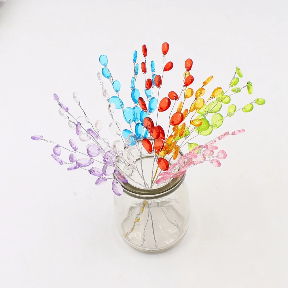 10pcs Artificial Water Drop Acrylic Flower Stem Crystal Handmade Wedding Christmas Decoration DIY Wreath Sheep Handicraft Flower