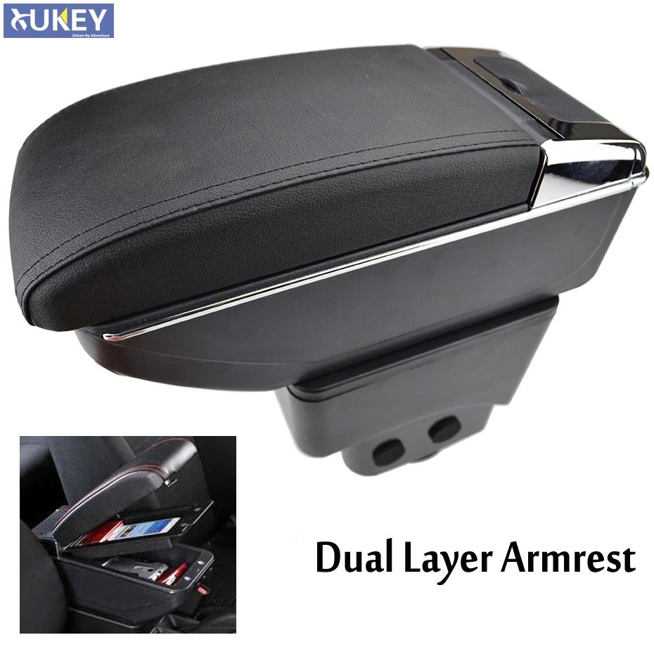 Storage Box Center Console Dual Layer PU Leather 2013-2017 Armrest Arm Rest Tray For Ford Ecosport 2014 2015 2016