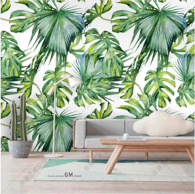 Southeast Asia Tropical Rain Forest Fresh Green Banana Leaf Photo Wallpaper Restaurant Clubs KTV Modern Creative 3D Murals Decor