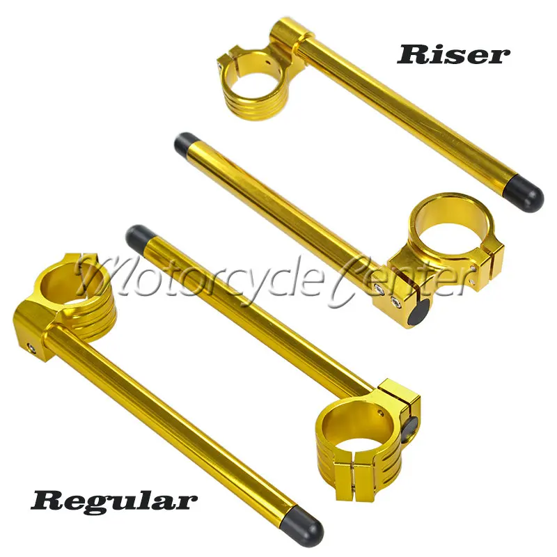 43mm Clip Ons Riser Regular Fork Tube CNC Handlebars For Honda VFR750R RC30 VFR750F Interceptor CBR1100XX Super Blackbird Gold