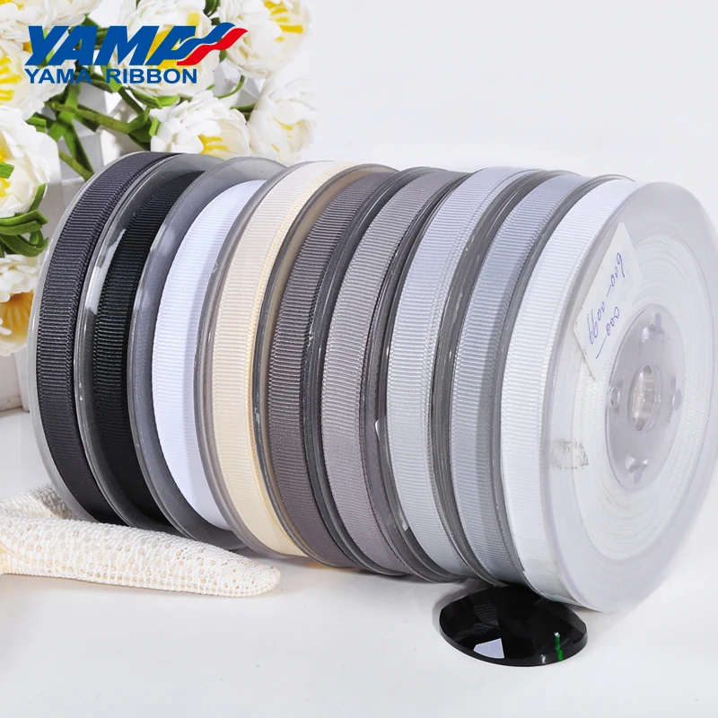 YAMA ryps wstążka 6 9 13 16 19 22 mm 100 m/lot czarny biały srebrny czerwony stałe do pakowania Diy dekoracje wesele