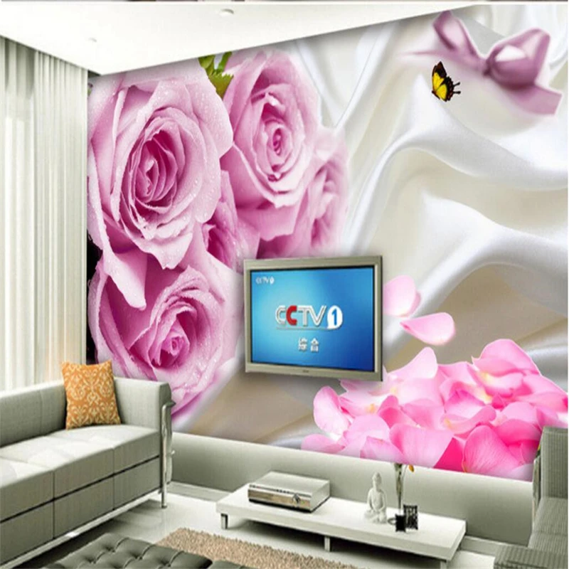 beibehang  Wallpaper Mural Wall Stick Silk Rose Petal Background Wall papel de parede 3d para sala atacado 3d wallpaper