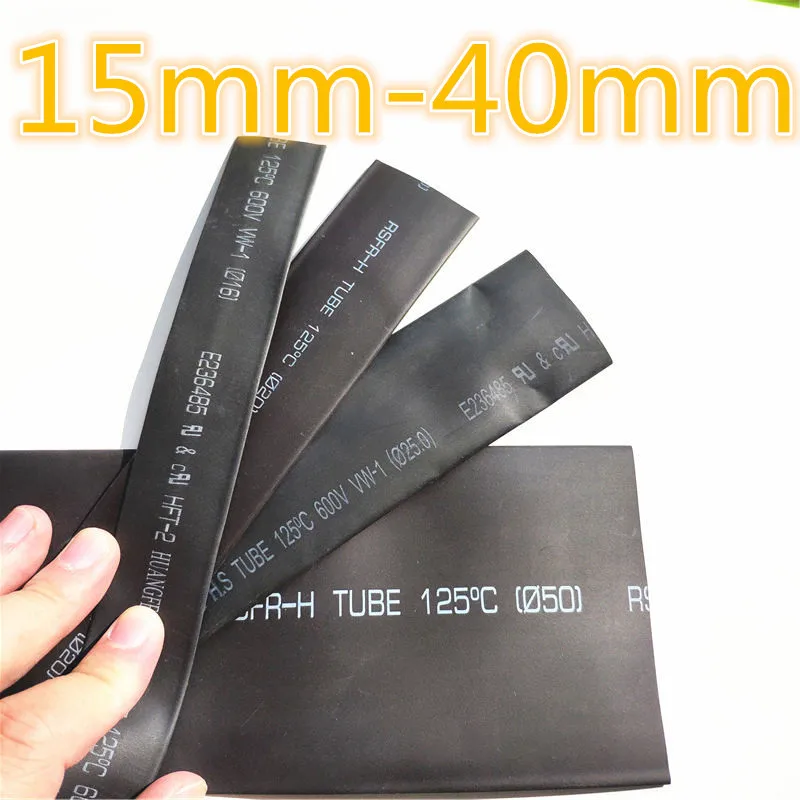 

1meter 2:1 Black 15mm 16mm 18mm 20mm 22mm 25mm 28mm 30mm 35mm 40mm Heat Shrink Heatshrink Tubing Tube Wire Dropshipping