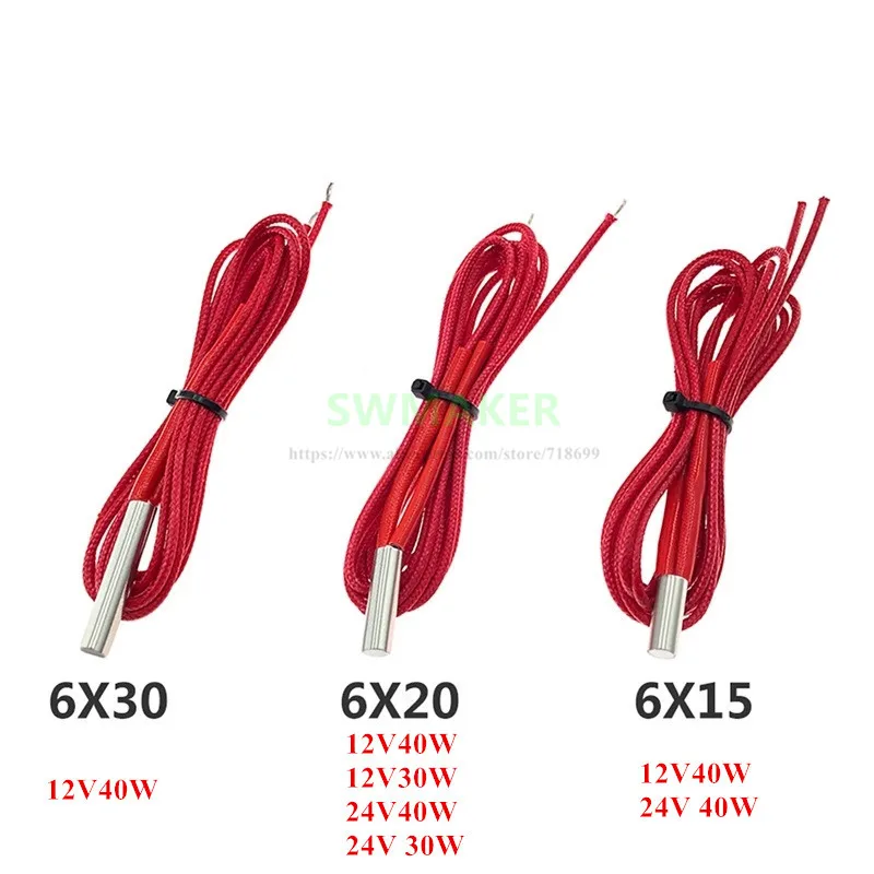 

1pcs 3D Printer 12V/24V 30W/40W 6x20mm 6x30mm 6x15mm Ceramic Heater Cartridge -heating tube RepRap