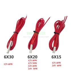 1pcs 3D Printer 12V/24V 30W/40W 6x20mm 6x30mm 6x15mm Ceramic Heater Cartridge -heating tube RepRap