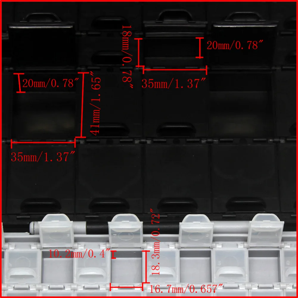 AideTek BOXALL144 and BOXALL48AS safe Enclosure for surface mount components 1206 0805 0603 0402 0201 chips diodes transis