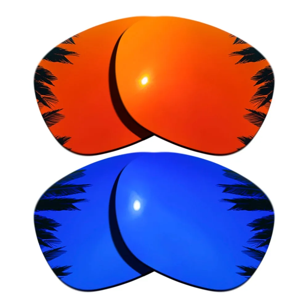 (Orange Red Mirrored+Purple Mirrored Coating) 2-Pairs Polarized Replacement Lenses for Garage Rock 100% UVA & UVB Protection