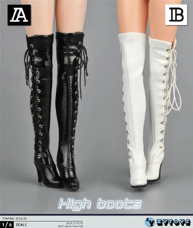 Acessórios de figura em escala 1/6, botas femininas de salto alto, sapatos para boneca de figura de ação de 12