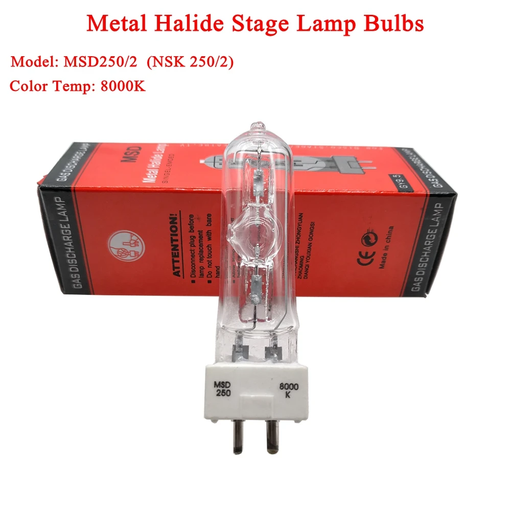 Lámpara de luz de escenario para DJ, bombillas halógenas de Metal, MSD 2021, MSD250W, vatios, 90V, MSR, NSD, 250/2 K, novedad de 8000