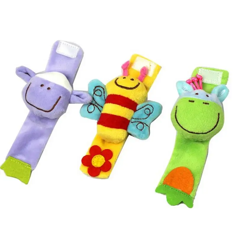 Infant Learning Toy Infant Newborn Baby Wrist Watchs Baby Toy Hand Wrist Strap Soft Animal Baby Rattles Christmas Gift I0044