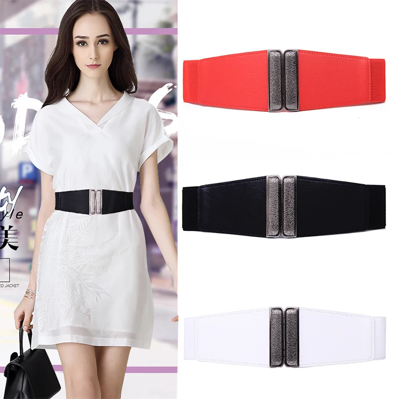 Free Shipping New Popular Dress Cummerbunds Trench Red Leather Wide Cummerbund Luxury Design HOT Elastic Waist Strap Belt Female