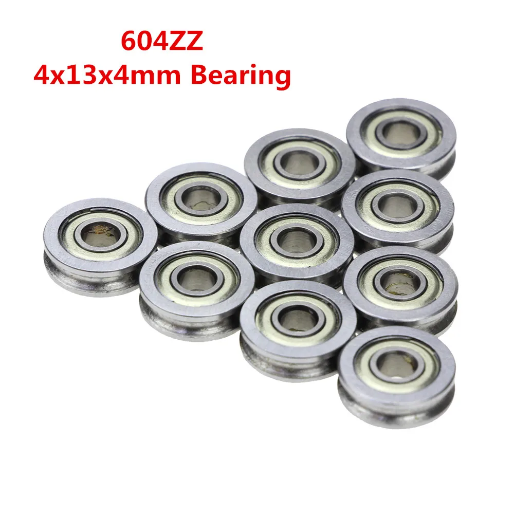 10Pcs/lot 3dPrinters Extruder Parts U-groove idler pulley belt pulley bearing U604ZZ u ditch 604U 4*13*4mm