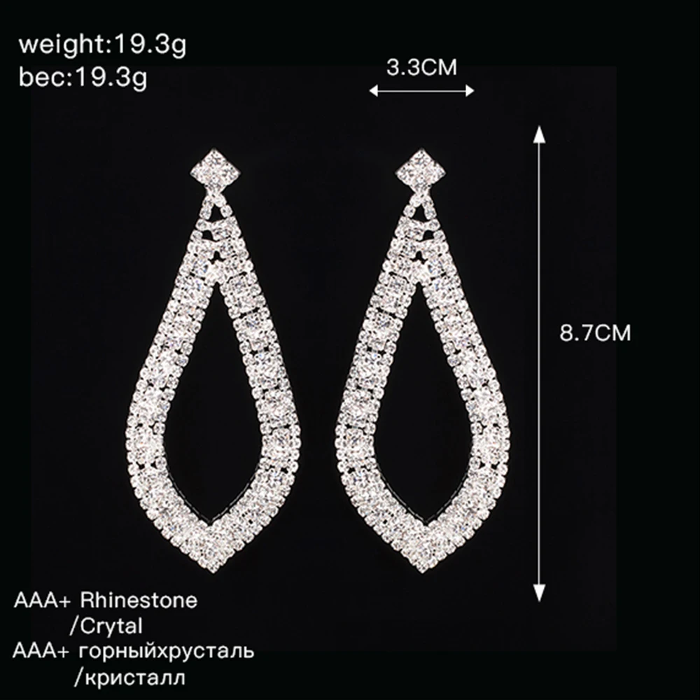 Fashion Women Wedding Jewelry Austrian Crystal Long Crystal drop large Bride Earrings for Women big Dangle Earrings E352