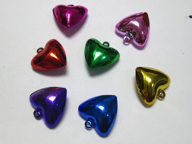 20 Mixed Color Heart Jingle Bells 20mm for Pet collar