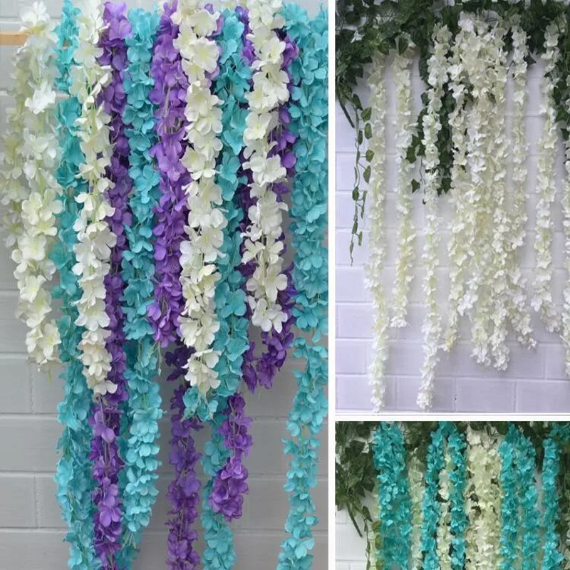 

Artificial Hydrangea Wisteria Flower DIY Simulation Wedding Arch Door Home Wall Hanging Garland For Wedding Garden Decoration