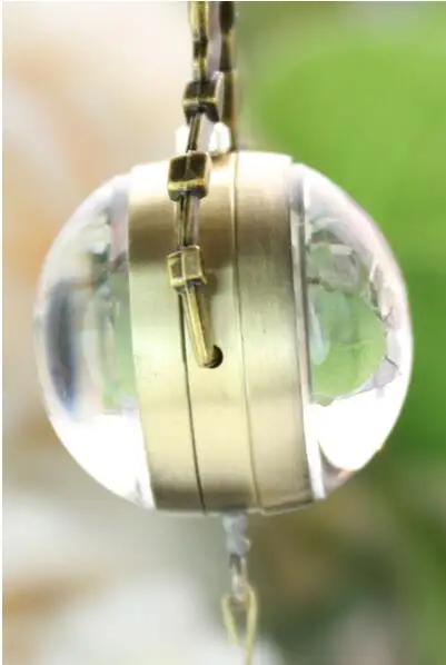 antique Style crystal Ball Pocket Watch necklace Necklace Steampunk Jewelry pendants chain dial 2.7cm cheap wholesale PB398