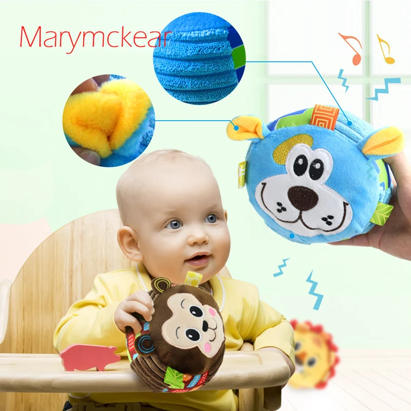 Cute-Animals Baby Soft Plush Rattles Ball 0-12 Months Infant Cloth Bed Bell Stuffed Rattle Toys Sound Body Building for Newborn