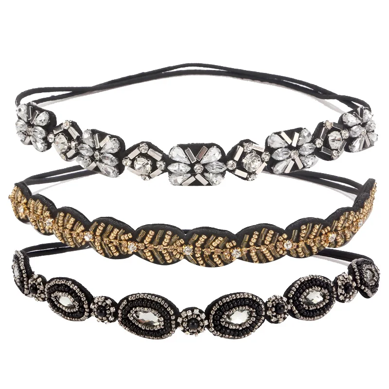 Luxury Handmade Rhinestone Beads Elastic Headbands For Women Good Quality Wedding Hair Accessories Bridal Hair Bands Headwear
