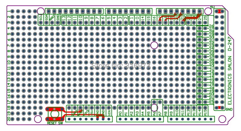 (1 Buah/Lot) Prototipe PCB untuk MEGA 2560 R3 Shield Board DIY.