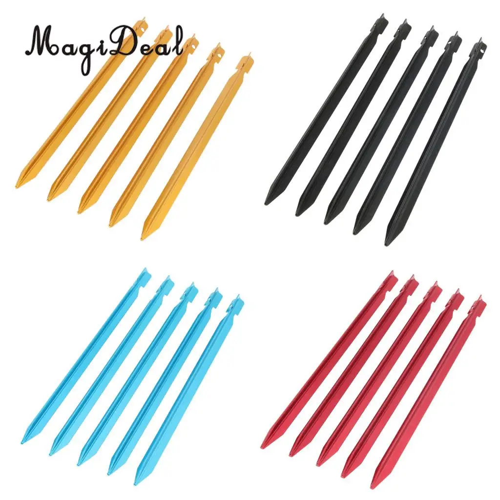 5pcs Camping Awning Tent Rope Stake Aluminum Alloy Pegs Metal Trip Nail 23cm Long