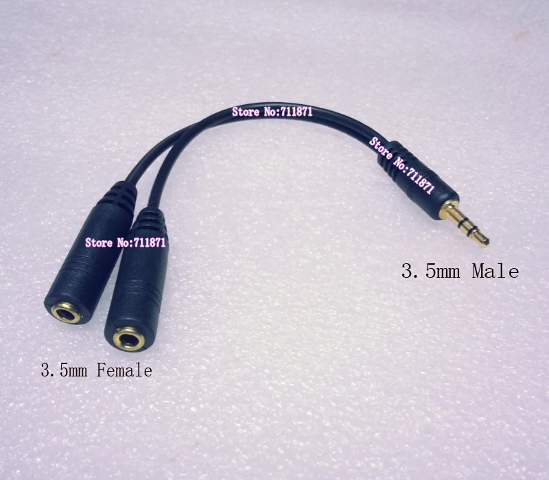 Cabo de áudio de 3 seções, cabo de áudio preto curto macho e fêmea duplo, 1 peça e 2 peças de 3.5mm