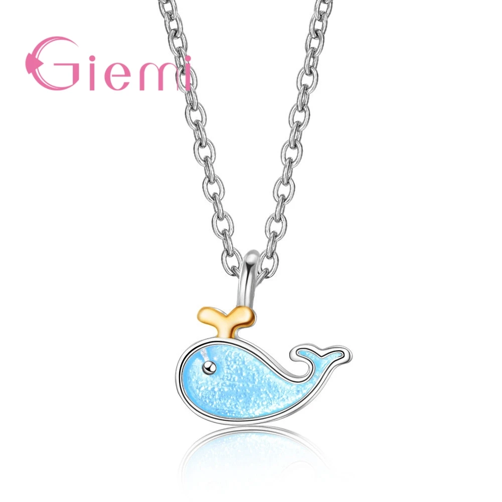 Fashion Attractive Dainty Small Simple Lovely Dolphin 925 Sterling Silver  Pendant Necklace For Women Anniversary Jewelry