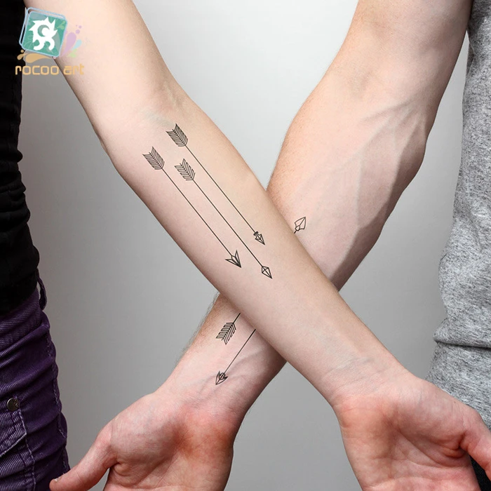 

HC-71 2016 Lovers Harajuku Waterproof Fake Tattoo Man Women Arm Tattoos Arrow Pattern Design False Temporary Tattoo Sticker