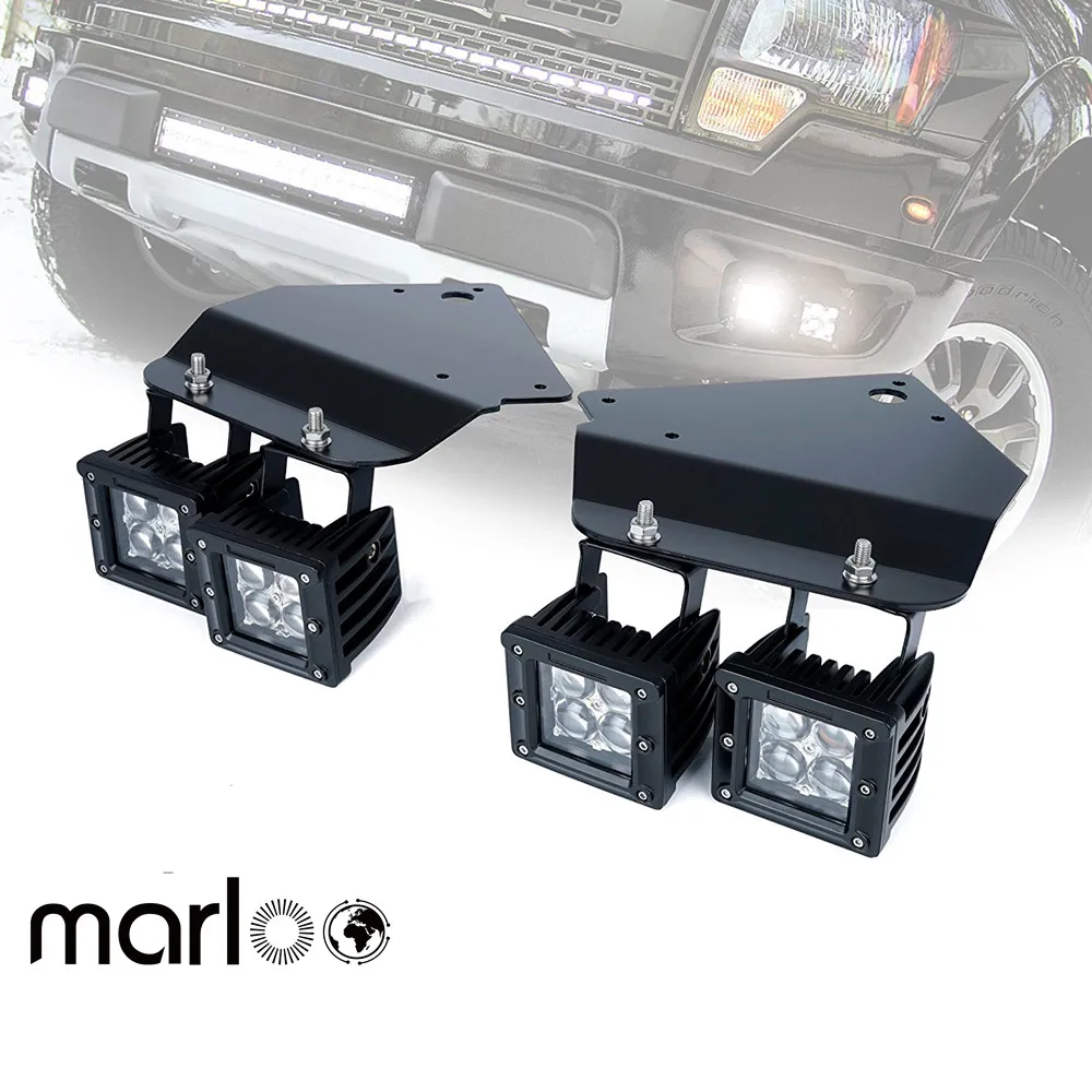 

4pc 3 Inch 4D 20W High Power LED Fog Light With Hold Stand Bracket For 2010 2011 2012 2013 2014 Ford F150 SVT Raptor Accessories