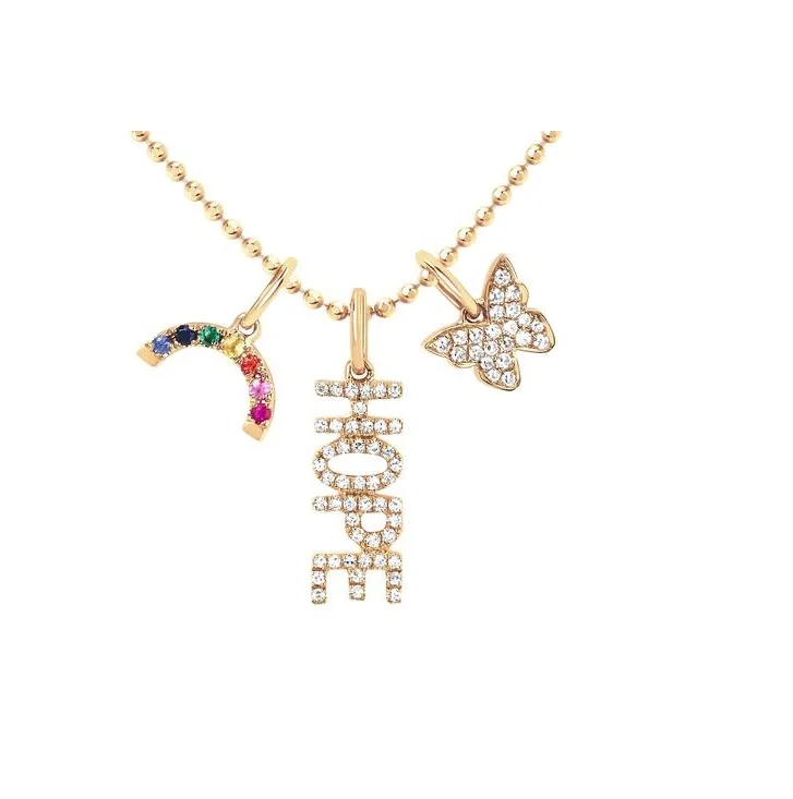 

Gold silver color cute lovely charms pendant necklace pave cz faith hope boss cute star moon charming necklaces for women