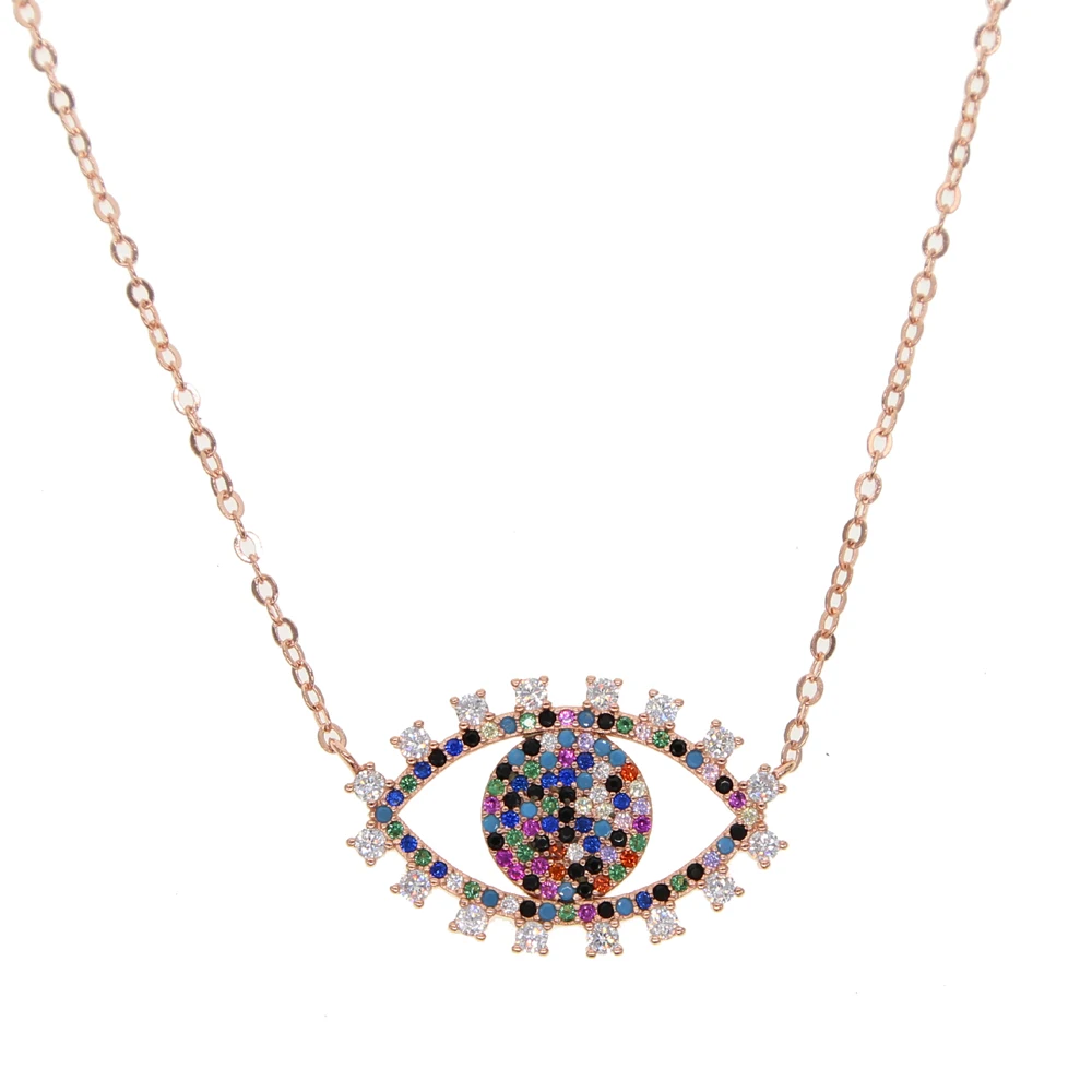 Fashion Choker pendants Necklace Gold color Blue Evil Eye Necklace pave cz For Women Protection Strength Enthic Collares