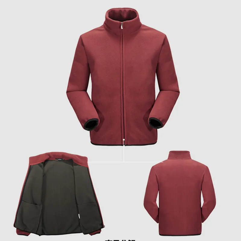 

Brand mens fleece coat Windproof warm vellon tops Liner clothing Climbing Camping Hiking male solid color stand collar Jacket