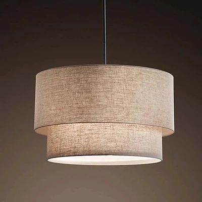 Modern Flax Fabric Lampshade LED Pendant Lamp,Dia 40/50/60CM Led Hanging Lights for Foyer Finning room Hotel Lighting Fixture