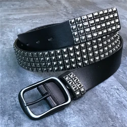 Top Heavy Metal Genuine Leather Belt Men Cowboy Belt Ceinture Homme Punk Jeans Strap Wide Cinturon Mujer Waistband TBT0090