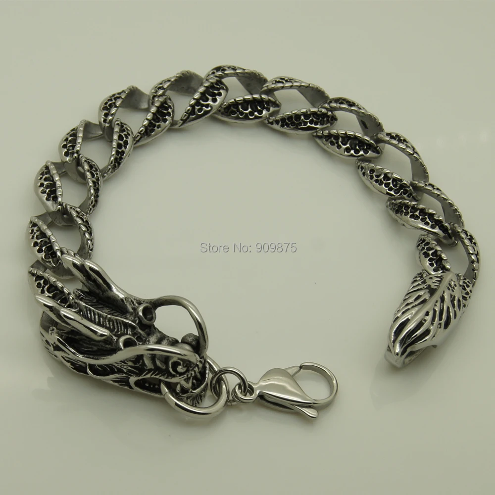 

punk cool men/boy's dragon stainless steel chain bracelet men jewelry bracelets bangles